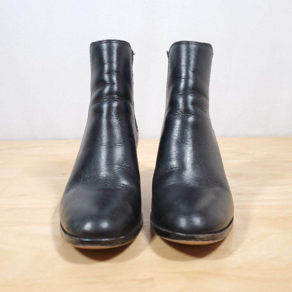 Madewell Laura Ankle Boot Women's Sz 6.5 Black Leather Chelsea PullOn Block Heel - Picture 2 of 11